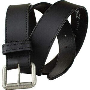 Mens genuine leather belt full grain black belt nickel free buckle casual work